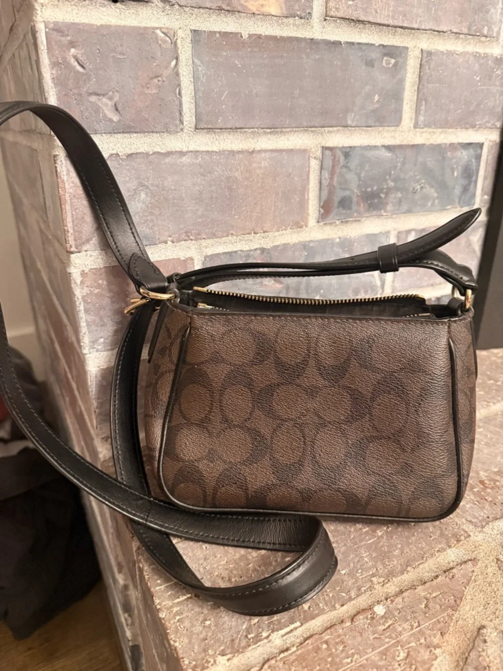 Coach Brown Signature Crossbody with Gold Hardware